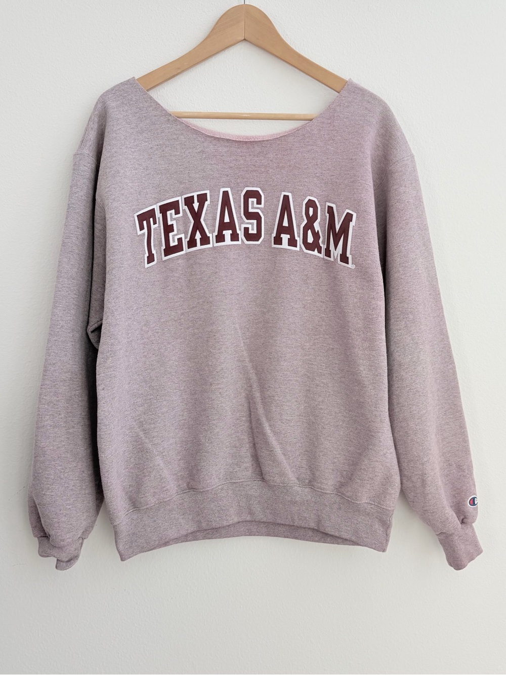 Champion Texas A&M Aggies Sweatshirt Maroon Gray Off-the-shoulder Pullover